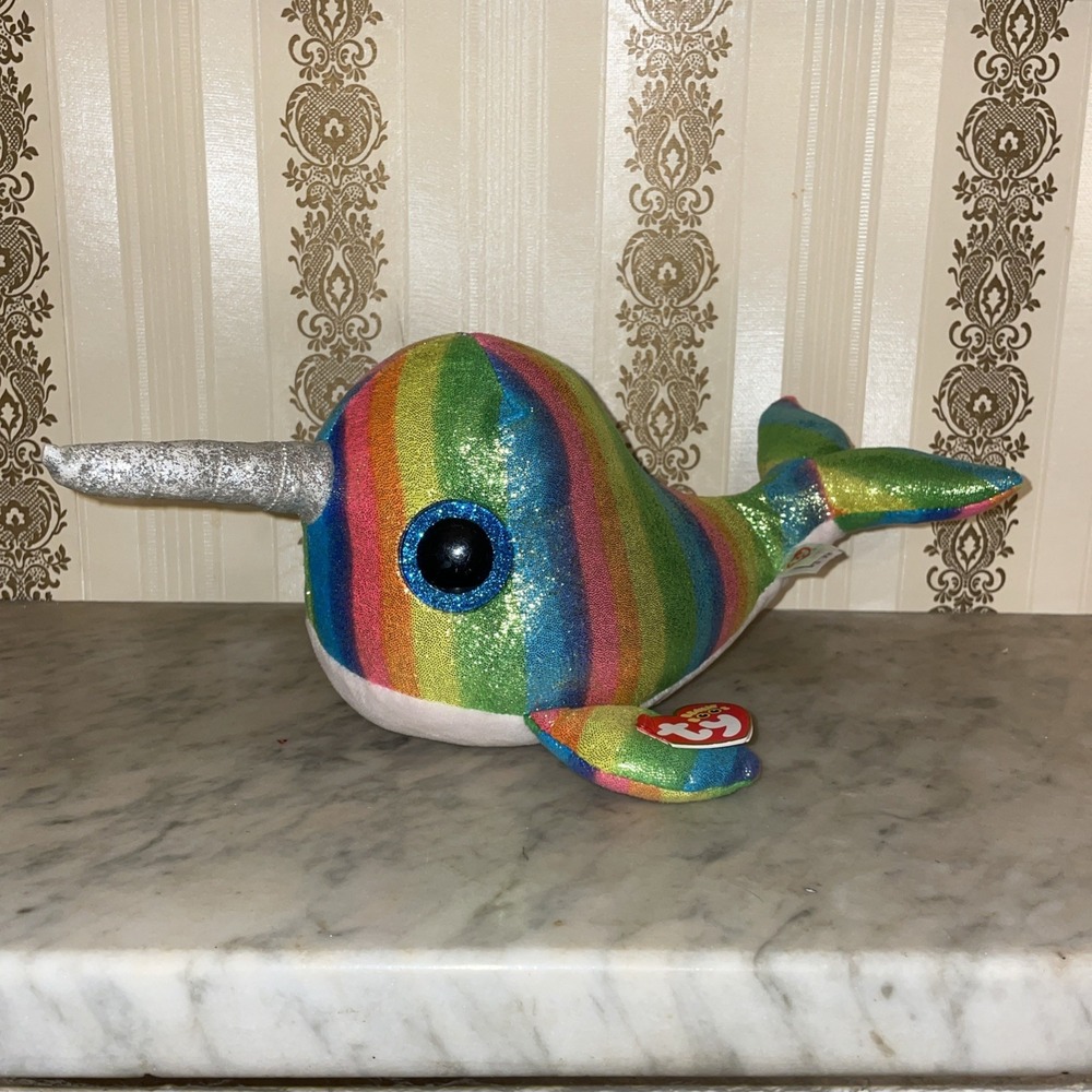 Ty Beanie Boos 9" Nori Narwhal Plush - Pre-Owned with Tags 2015 Sparkleβ Eyes